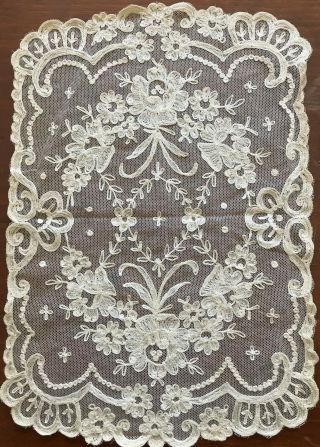3 - Lg Antique French Tambour Net Lace Textile Doilies FABULOUS 5
