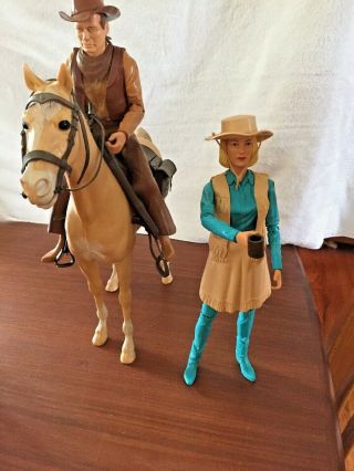 Marx Bros Johnny West Cowboy Action Figures,  6 Figures And 5 Horses Vintage 1965