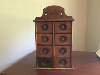 antique wood spice cabinet 3