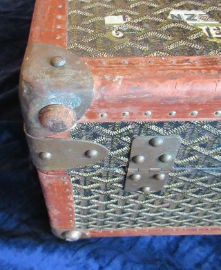 Goyard Suitcase Sized Trunk with Assorted Travel Labels 5