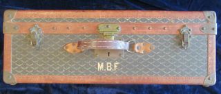 Goyard Suitcase Sized Trunk with Assorted Travel Labels 7