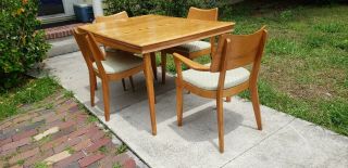 Heywood Wakefield Dining Room Table 4 Chairs Champagne Mid Century