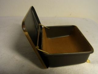 Mid Century 50 ' s Austria Black Brass Cigarette Box A 6