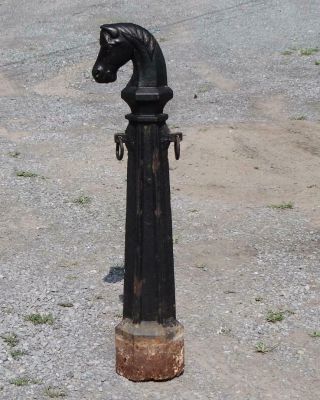 Antique Cast Iron " Horse Head " Hitching Post 41.  5 " Tall Embossed " J.  N.  Blake "