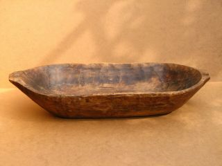 Antique Primitive Wooden Hand Carved Dough Bread Bowl Country Trencher Rare