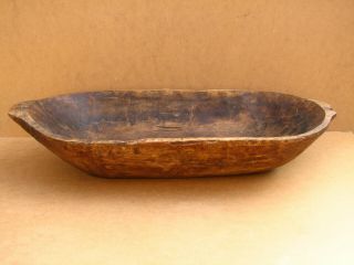 Antique Primitive Wooden Hand Carved Dough Bread Bowl Country Trencher Rare 3