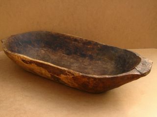 Antique Primitive Wooden Hand Carved Dough Bread Bowl Country Trencher Rare 5