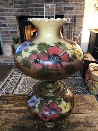 Vintage 3 - Way Gone With The Wind Gwtw Table Lamp Large 25 " Handpainted