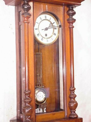 FABULOUS ANTIQUE GERMANY WALL CLOCK REGULATOR 8 DAY 1880 VIENNA CROWN NUT BOX 10