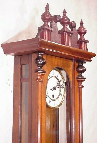 FABULOUS ANTIQUE GERMANY WALL CLOCK REGULATOR 8 DAY 1880 VIENNA CROWN NUT BOX 11