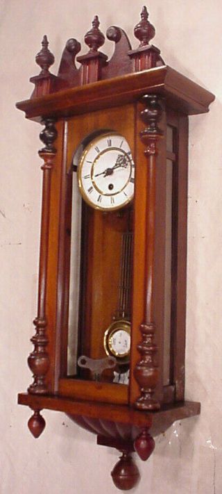 Fabulous Antique Germany Wall Clock Regulator 8 Day 1880 Vienna Crown Nut Box