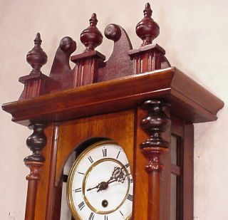 FABULOUS ANTIQUE GERMANY WALL CLOCK REGULATOR 8 DAY 1880 VIENNA CROWN NUT BOX 2