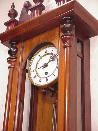 FABULOUS ANTIQUE GERMANY WALL CLOCK REGULATOR 8 DAY 1880 VIENNA CROWN NUT BOX 4