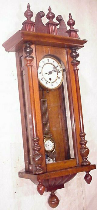 FABULOUS ANTIQUE GERMANY WALL CLOCK REGULATOR 8 DAY 1880 VIENNA CROWN NUT BOX 6