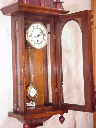 FABULOUS ANTIQUE GERMANY WALL CLOCK REGULATOR 8 DAY 1880 VIENNA CROWN NUT BOX 8