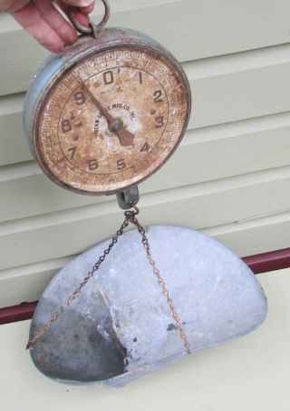 Vintage Ten Pound Penn Hanging Produce Scale With Galvanized Hopper