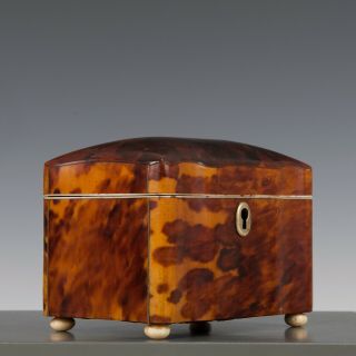 Antique mid 19th Century ‘faux’ Tortoiseshell Tea Caddy Casket /Box 5