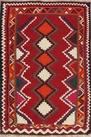 Kilim Collectable Handmade Precious Red Wool Oriental Rug 4x6