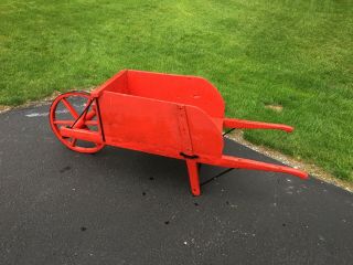 Antique Wooden Wheelbarrow Iron Wheel Removable Sides/farm/garden/display