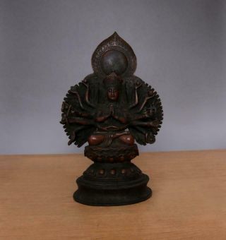 Fine Antique Chinese Bronze Or Copper Statue Guhyasamaja Buddha