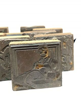 Antique 19th Century Wooden Copper Printing Blocks Grocery Advertise Trade Card 2