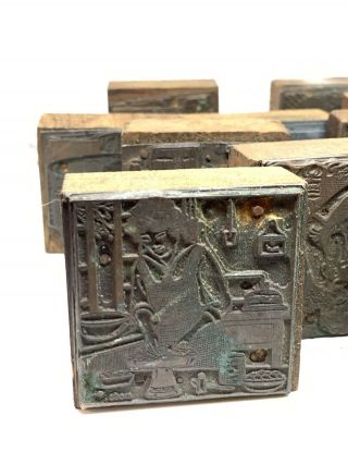 Antique 19th Century Wooden Copper Printing Blocks Grocery Advertise Trade Card 3