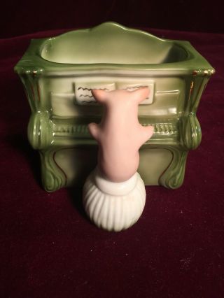 Vintage Antique German Green Porcelain Fairing Pig Playing Piano