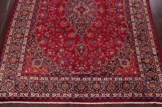 VINTAGE Traditional Floral Kashmar Oriental Area Rug Hand - Knotted RED 10x13 WOOL 6