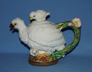 Very Rare Moore Brothers Quail & Chicks Porcelain Teapot,  Signed