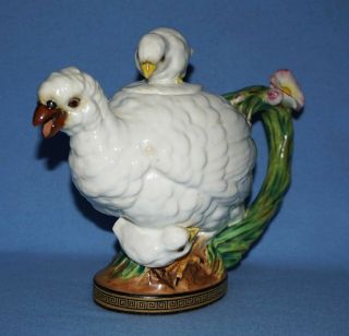 Very Rare Moore Brothers Quail & Chicks Porcelain Teapot,  Signed 2