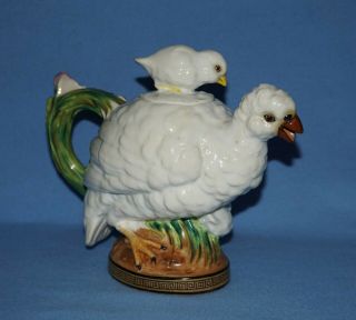 Very Rare Moore Brothers Quail & Chicks Porcelain Teapot,  Signed 3