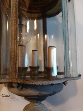 Antique Pair Copper Porch Sconces Light Fixtures Lantern Vintage Old 23 