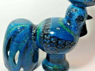 Bitossi Aldo Londi Rimini Blue Large Rooster MCM Italy Art Pottery Italian 11