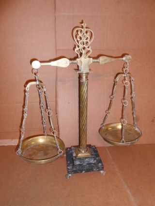 Antique Brass & Marble Balance Scales