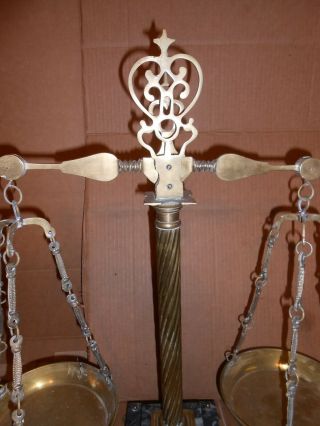 antique brass & marble balance scales 6