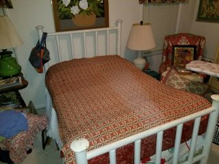 Coverlet,  Antique,  19thc,  Red &blue,  C.  68 " X 72 ",  Middle Seam