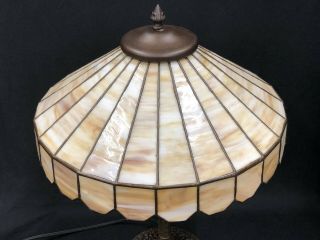c.  1915 - 20’s Lamb Brothers Slag Glass Leaded Glass Shade Electric Table Lamp NR 5