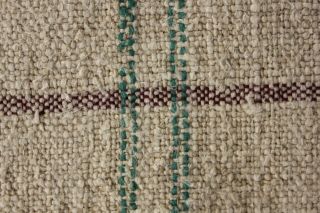 Vintage Grain Sack Washed Striped Emerald Green & Burgundy Washed Linen 23 Wide