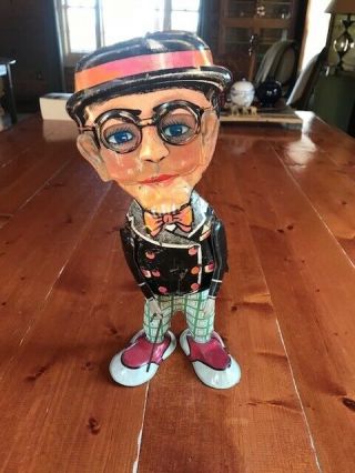 1928 Marx Harold Lloyd Funny Face 11 " Tin Wind - Up Toy Walker With Cane