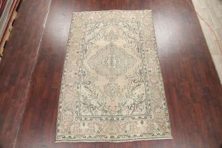 Vintage MUTED Geometric Distressed Oriental Area Rug Hand - Knotted Wool 6x10 2