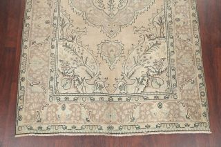 Vintage MUTED Geometric Distressed Oriental Area Rug Hand - Knotted Wool 6x10 5