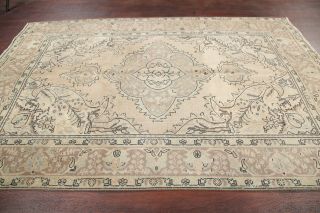 Vintage MUTED Geometric Distressed Oriental Area Rug Hand - Knotted Wool 6x10 8