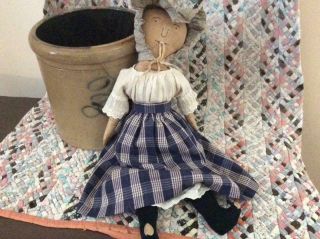 Potapeach Sept 2016 19 " Primitive Rag Doll,  Early Cloth