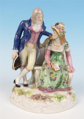 Antique Meissen Porcelain Group Figurine 183 Gentleman Caller Goesch 1st German