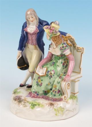 Antique Meissen Porcelain Group Figurine 183 Gentleman Caller Goesch 1st German 2