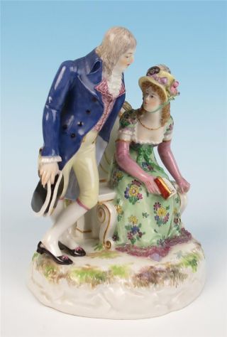 Antique Meissen Porcelain Group Figurine 183 Gentleman Caller Goesch 1st German 6