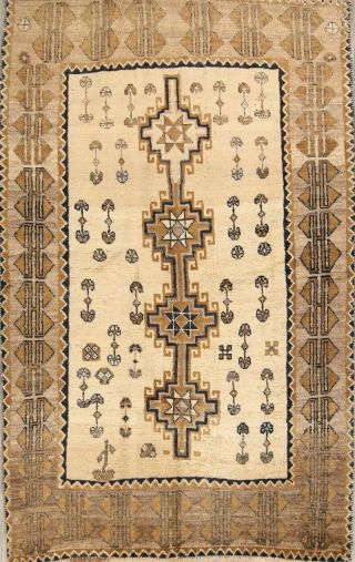 Vegetable Dye Geometric Tribal Gabbeh Qashqai Persian Oriental Area Rug Wool 4x7