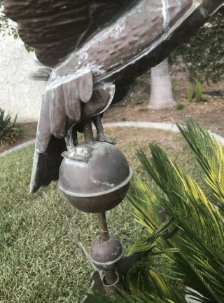 Vintage Large Copper Decorative American Eagle Weathervane 24 “ W x 46” tall 4