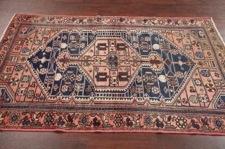 Antique Geometric Tribal Bakhtiari Rug Hand - Made Oriental Carpet Wool 4x6