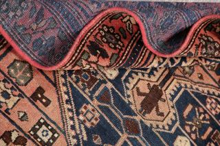 Antique Geometric Tribal Bakhtiari Rug Hand - made Oriental Carpet WOOL 4x6 9